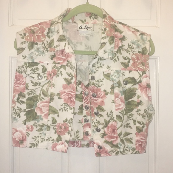 Vintage Tops - Vintage A. Byer Bustier crop vest 90s floral set